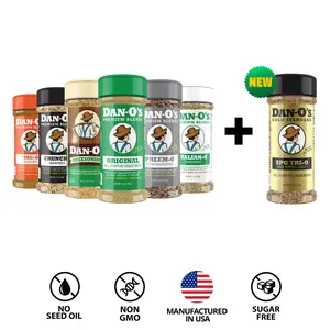 Dan-O's Favorite Sampler Pack - Small 6 bottle combo - Original, Cheesoning, Preem-O, Crunchy, Italian-O, Tac-O + FREE SPG Tri-O