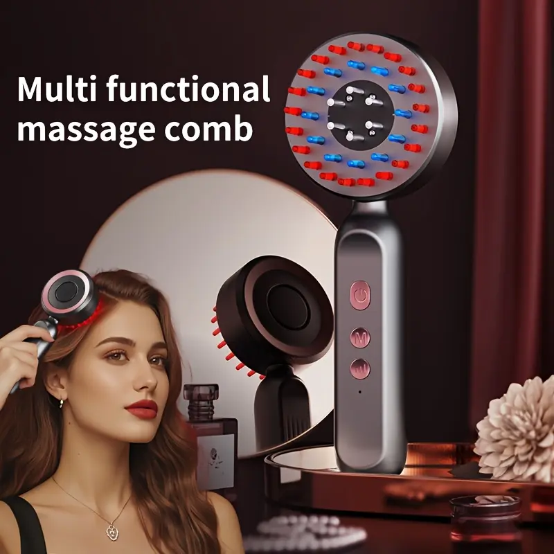 Portable cordless electric hair growth and massage comb, USB charging  2-in-1 scalp massager, hair loss prevention and growth device, head massage  tool, vibrating scalp massager, Scalp stimulator