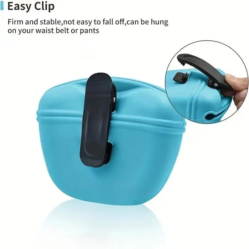 Portable Dog Training Treat Pouch - Leak-Proof Silicone Snack Bag with Hands-Free Waist Clip, Carabiner, 1-Hand Operation, Magnetic Flap for Obedience Training, Daily Walks, Instant Reward Delivery, Fits All Treat Sizes, Folds Flat