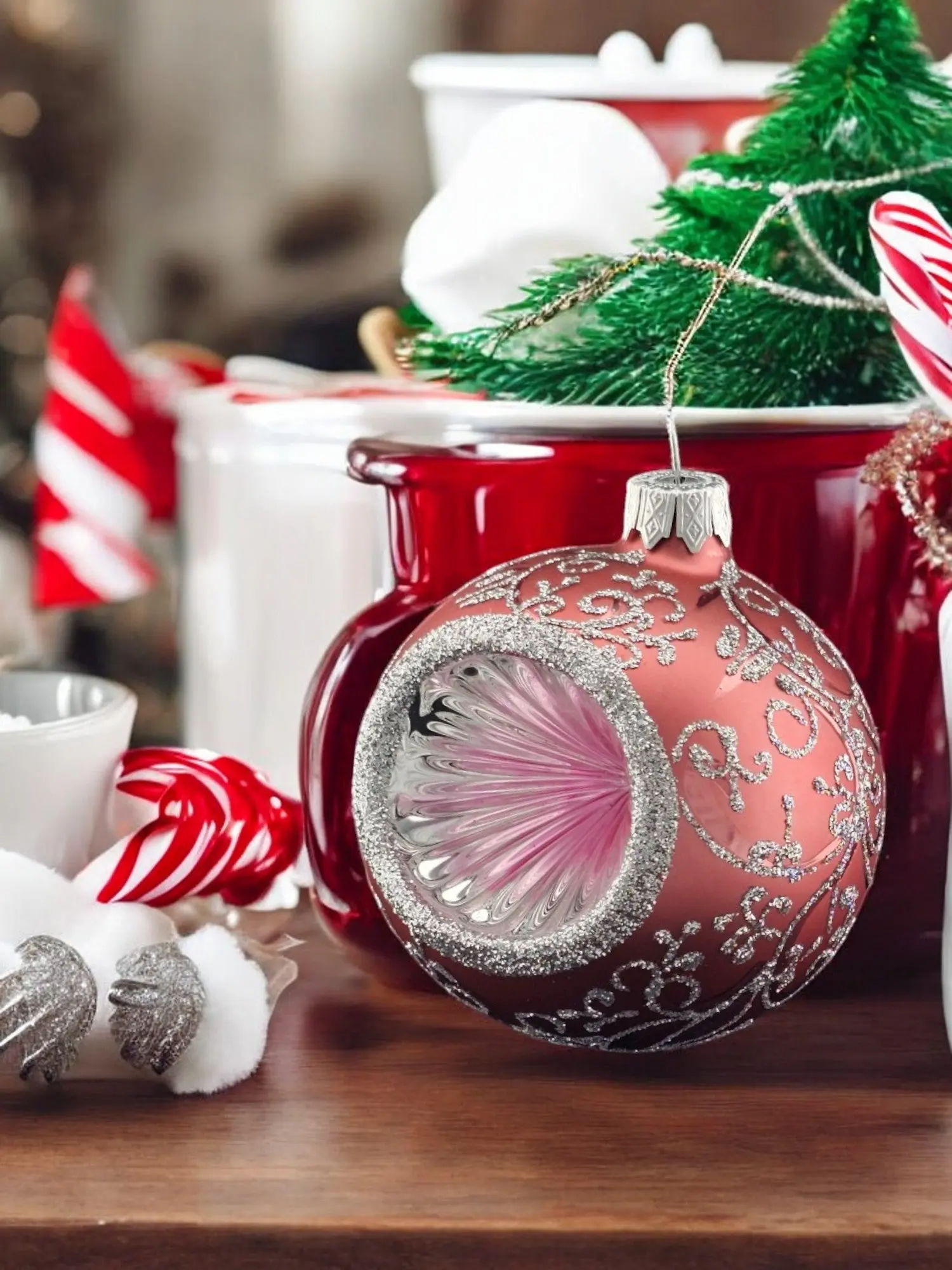 Pink Blown Glass Ornament - Pink Reflector