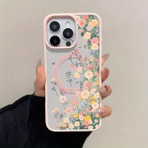 This half-floral pattern phone case is drop-proof, non-slip, and supports MagSafe charging. It's compatible with iPhone 17, 16, 15, 14, 13, 12, 11, XS, X, and Samsung models. It makes a great gift for friends or family.