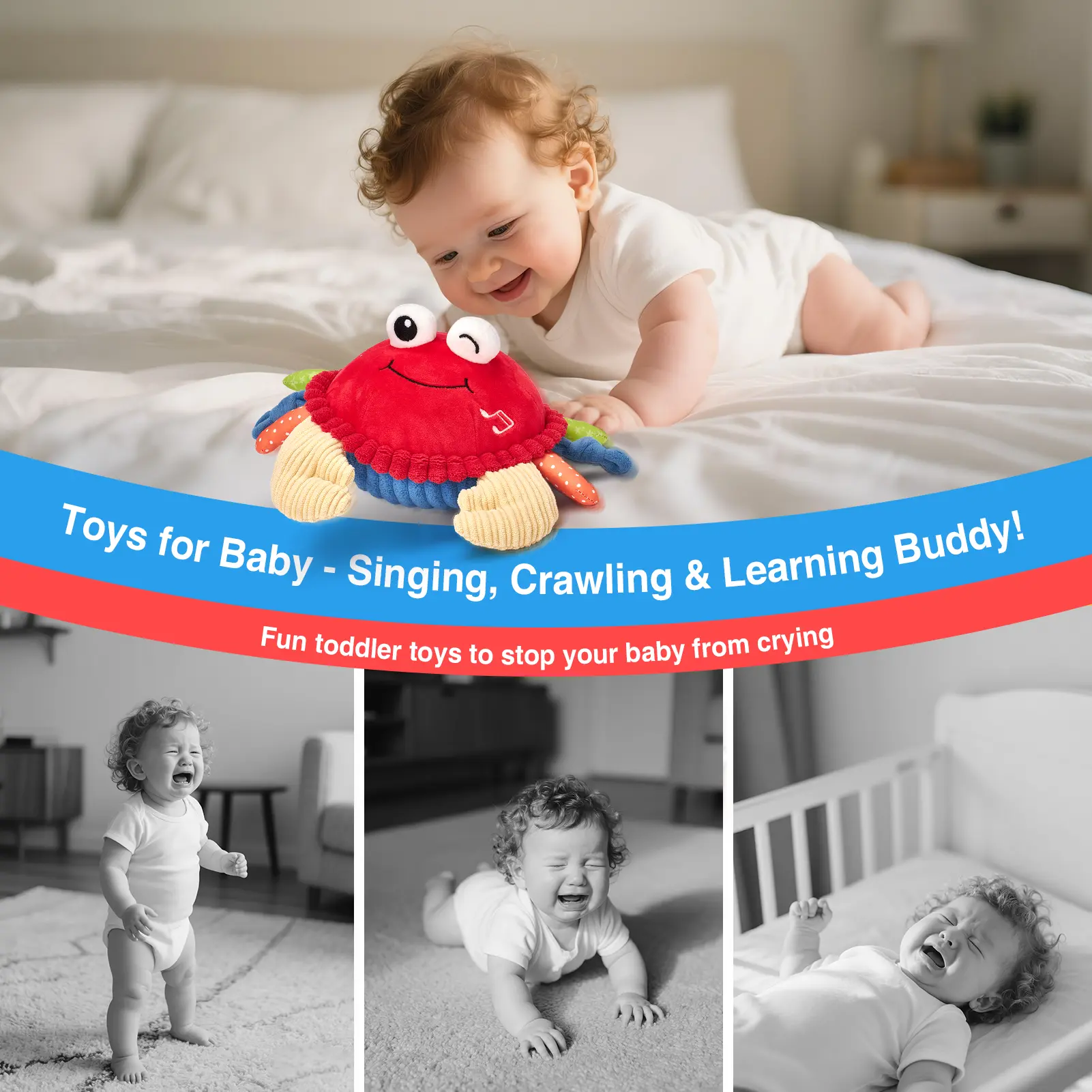 Cokomono Jouet Bébé 6-12 Mois, Crabe Qui Marche Bébé avec Musique Cokomono Jouet Bébé 6-12 Mois, Crabe Qui Marche Bébé avec Musique