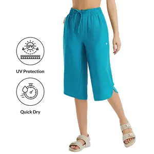 baleaf Women's 17'' Capri Pants Wide Leg Plus Size UPF50+ Lightweight Quick Dry Pants Casual Loose Sweatpants Hiking Walking