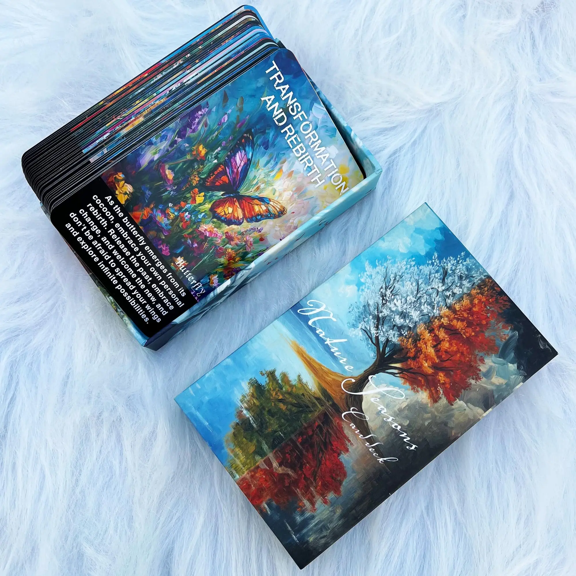 Nature and Seasons Oracle Deck, Phases and Forests Oracle Deck for Beginners, 54 Cards for Intuition, Healing, Personal Growth, Guidance, Animal Symbols, Moon, Seasonal Shifts, Reflection and Meditation Tool, Tarot Card Game, Tarot Card Deck