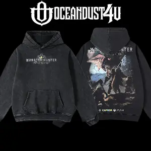 OceanDust4U Monster Hunter World v1 Hoodie 100% Premium Cotton Oversized Fit Pre-Washed Unisex Classic Top American Made Comfortable