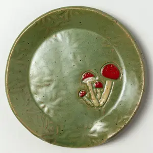 Mushroom Green Stoneware Spoon Rest