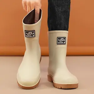 Men's Mid-Calf Rain Boots | Waterproof Anti-Slip Chevron Outsole, Easy-Clean PVC Rubber, Cushioned EVA Insole, Summer Breathable for Work, Garden, Car Wash & Farm