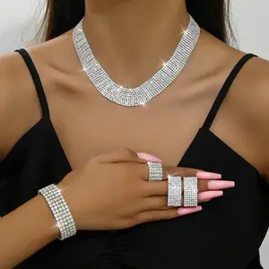 5 pcs of light luxury trendy necklaces, earrings, evening gowns, bridal photography, and jewelry suitable for daily weddings, parties, and banquets