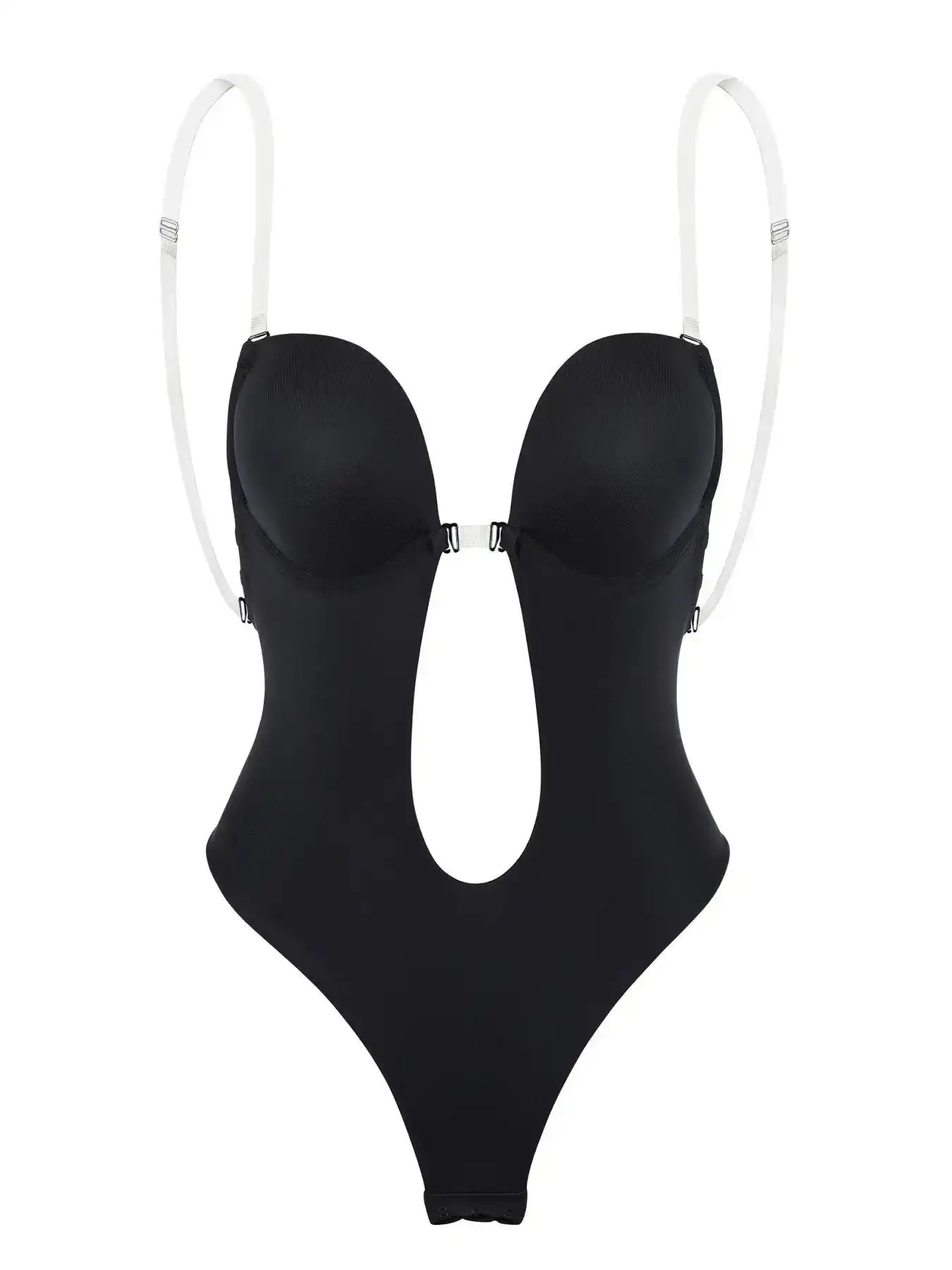 Women's Plain Cut Out Backless High Compression Shapewear Bodysuit Loungewear Style, Adjustable Strap Deep V Neck Tummy Control Butt Lifter Shaper for Daily Wear, Firm Everyday Wear Solid Basic, Must Have, Well Made