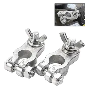 Car Battery Terminal End with Wing Nut Terminal Connectors Zinc-Alloy Clamps for Car Truck Van RV Boat, 1 Pair