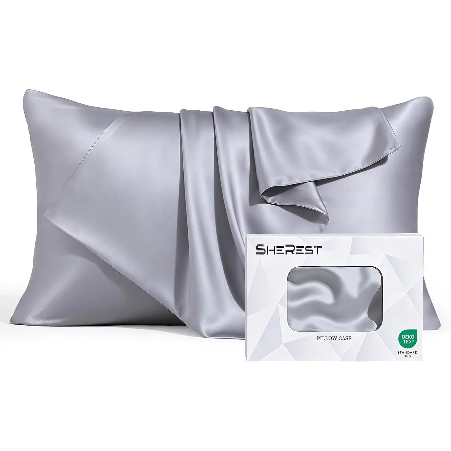 SheRest 100% Lyocell Tencel Pillowcase - Cooling Fabric, Silk-Like Soft, Satin, Standard/Queen Size, Hidden Zip, Wrinkle-Resistant, Breathable, Durable, Moisture-Wicking, Crochet Watercolour Design, Machine Washable, Hair Care Bedding Essential