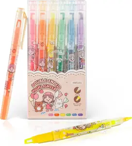 Clear View Dual Tip Highlighters, 6-Pack Assorted Colors  See-Through Chisel & Fine Tips, Precise Highlighting Marker Set