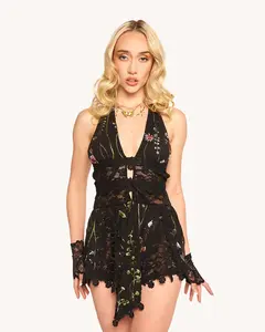 Lace Flowerfields Stretch Ruffle Dress