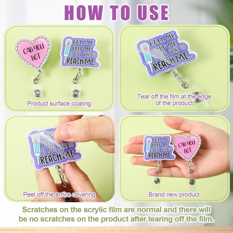 36/24/12/10 Pcs Funny Badge Reels for Nurses Cute Acrylic ID Badge Holder with Retractable Name ID Clip Bulk Badge Reel Accessories for Doctors Teachers Nursing Students Coworkers Medical Assistants New Grad Nurse Onboarding Gifts, Clinical Essentials