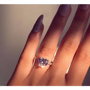 Ins best selling inlaid AAA zircon heart-shaped ring wish new European and American engagement party ring jewelry