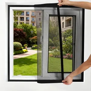 High-Visibility Black Window Screen Mesh, Removable Mosquito & Insect Protection, Tool-Free Adhesive Installation, Durable & Reusable Breathable Net