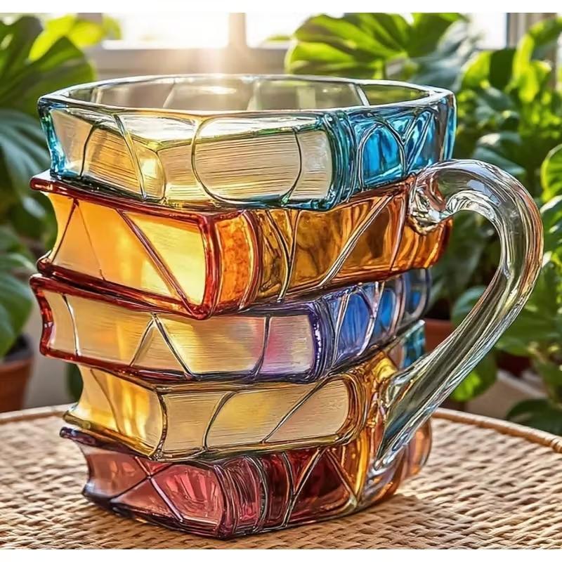 Ceramic Innovative 3D Painting Book Mug Unique Stacked Coffee Cup Perfect Gift for Literature Lovers Creative Colorful Book Gift Ideal for Christmas TikTokShopBlackFriday Reuse Reusable