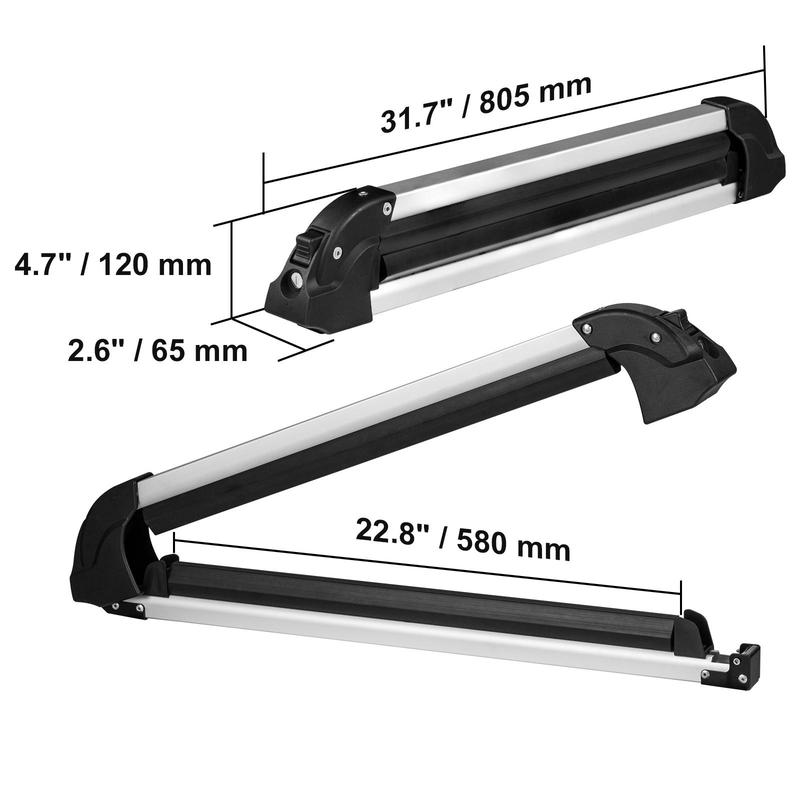 VEVOR Ski and Snowboard Roof Rack,  31.7-Inch Universal Ski Rack for Car Roof Fit Most Crossbars, Carry up to 6 Pairs of Skis or 4 Snowboards, Aluminum Snowboard Ski Rack with Lock & Rubber Padding