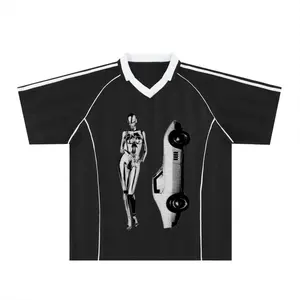 Graphic collard unisex robotic lady Tshirt