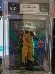2022 Panini Prizm WNBA Nneka Ogwumike #11 Fireworks insert Green Prizm parallel -Graded - C3 9.0