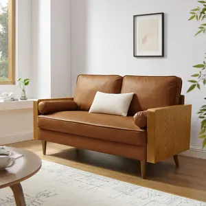 Kellan Vegan Leather Loveseat in Walnut Tan