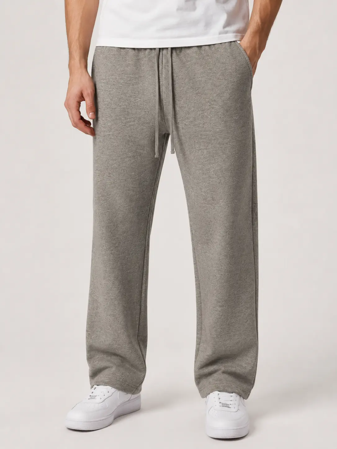 Deep gray Men's Cotton Yoga Baggy Sweatpants Lounge Open Bottom Straight Leg Gym Workout Casual Lightweight Pants Pockets