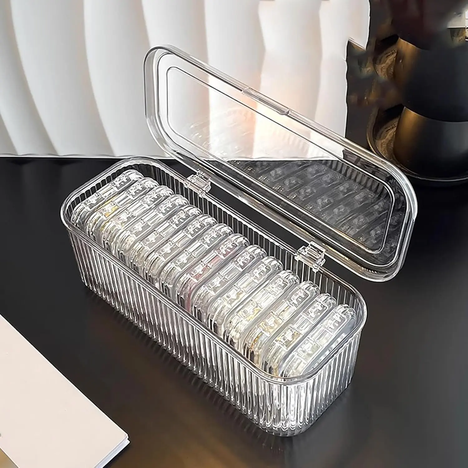 1 Pack Acrylic Bracelet Jewelry Storage Box with 12 Portable Anti Tarnish Organizers for Earrings/ring/necklace (Clear)