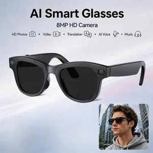 AI Smart Glasses with 8MP HD Camera, Hands-Free Photo & Video Recording, Bluetooth Calling, Voice Control, Real-Time Translation, Lightweight Camera Glasses for Travel