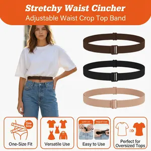 Adjustable Shirt Tuck Band for Women Waist Crop Top Stretchy Cincher One-Size Fit Shapewear Cincher for T-Shirts Tops Sweaters Hoodies Womenswear