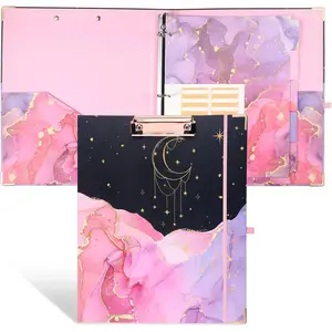 3 Ring Binder 1 Inch Marble Binder with Clipboard Organize 5 Tab Dividers 2 Pockets Label Stickers for Women Mother School Teacher Nurse Birthday  Shower Party Favors Gifts()