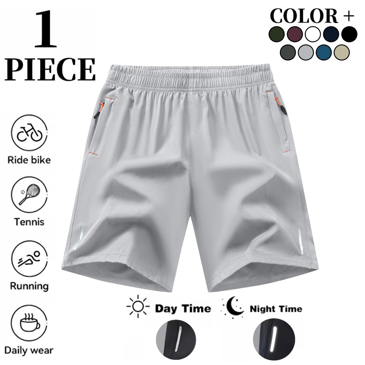 Men's Lightweight Reflective Running Shorts Quick Dry Athletic Shorts for Men, Breathable Gym Workout Sports Shorts with Reflective Stripes, Fitness Shorts for Night Running