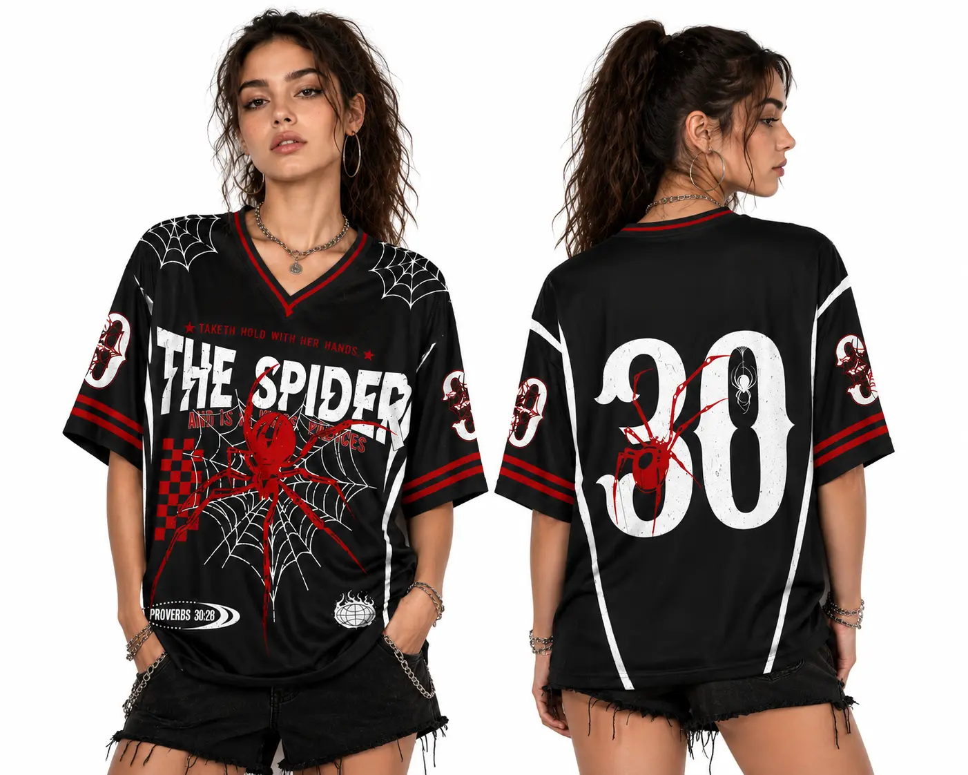Dark Spidey Man Soccer Jersey, Black White Classic Spider Hero Tee, Button Up Short Sleeve Top Streetwear Shirt, Y2K Grunge Web Football Shirt, Slinger Aesthetic, Unisex Graphic Apparel