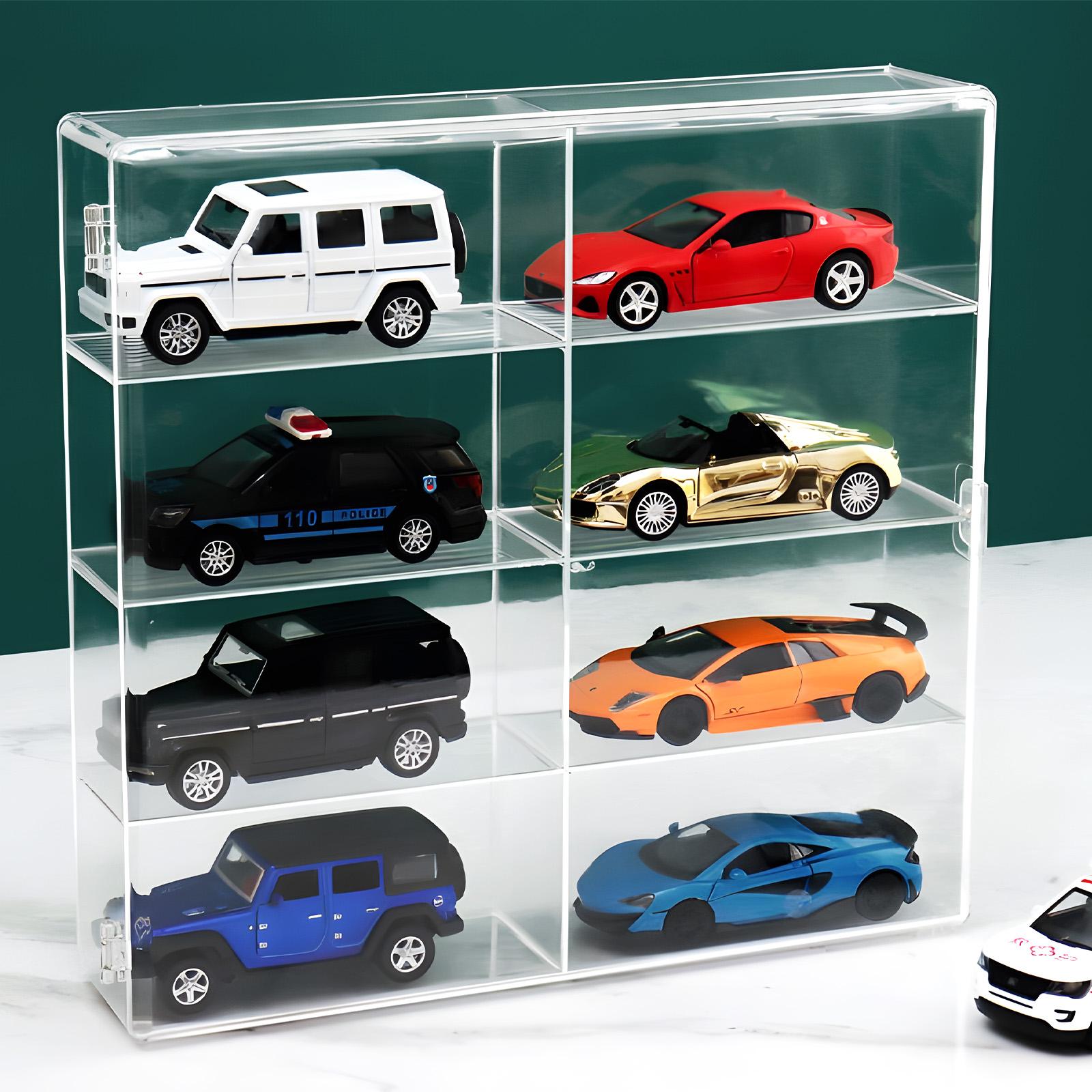 Acrylic Display Case for Diecast Cars，Dustproof Stackable Box with Hinged Door, Toy Car Storage Organizer for Hot Wheels Matchbox