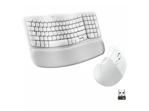 Logitech Wave Keys & Lift Vertical Mouse Ergonomic Wireless Keyboard and Mouse Combo with Cushioned Palm Rest Off-white 920013611