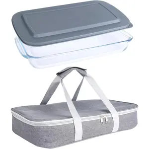 9x13 Baking Dish With Lid - 3qt Casserole With Bag For Hot Or Cold Food - Large Casserole Dish For Oven Potluck Cookouts