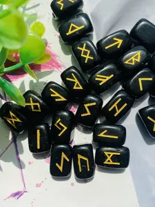 over 500 free Natural crystal agate stone, Rune rune stone Elder Futhark Engraved Gemstone Tumbled Runes Set - 25 pcs Crystal Ornaments with Engraved Runic Alphabet for Divination, Healing, Chakra Reiki with Pouch