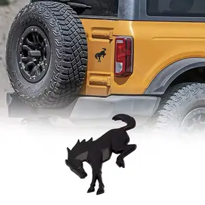 Bronco Horse Emblem; High-Quality ABS Material; Adhesive Attached; Matte Black