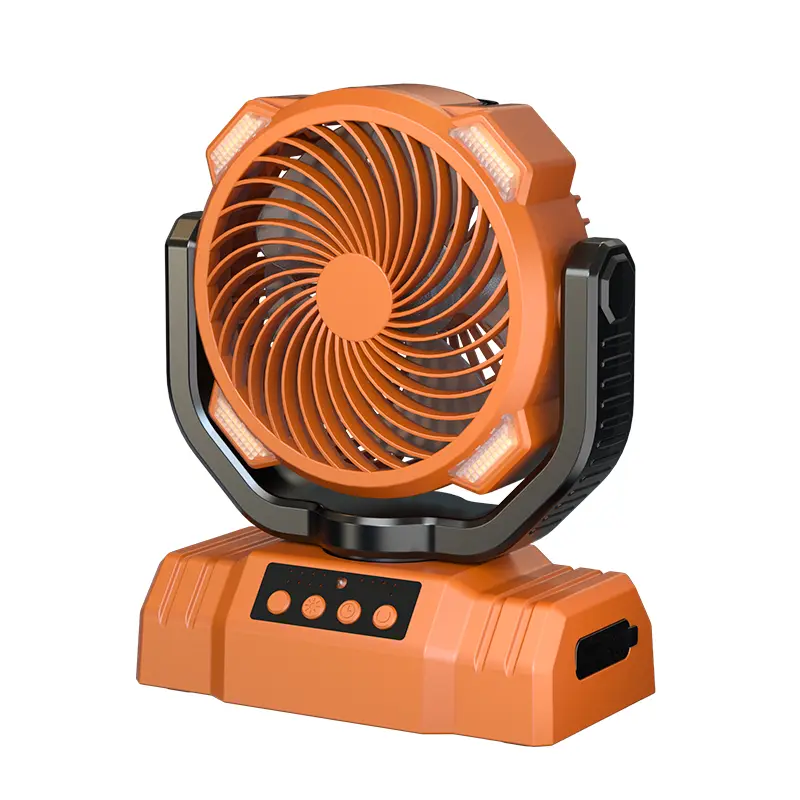 Lighter Weight New Upgraded 10000mAh Dual-turbine Engine High-wind Super-functional  Camping fan,  with  Infrared remote control for barbecue indoors，Portable Floor Mount Hang, 360-degree Air Supply ,  LED lighting, UBS interface Power bank
