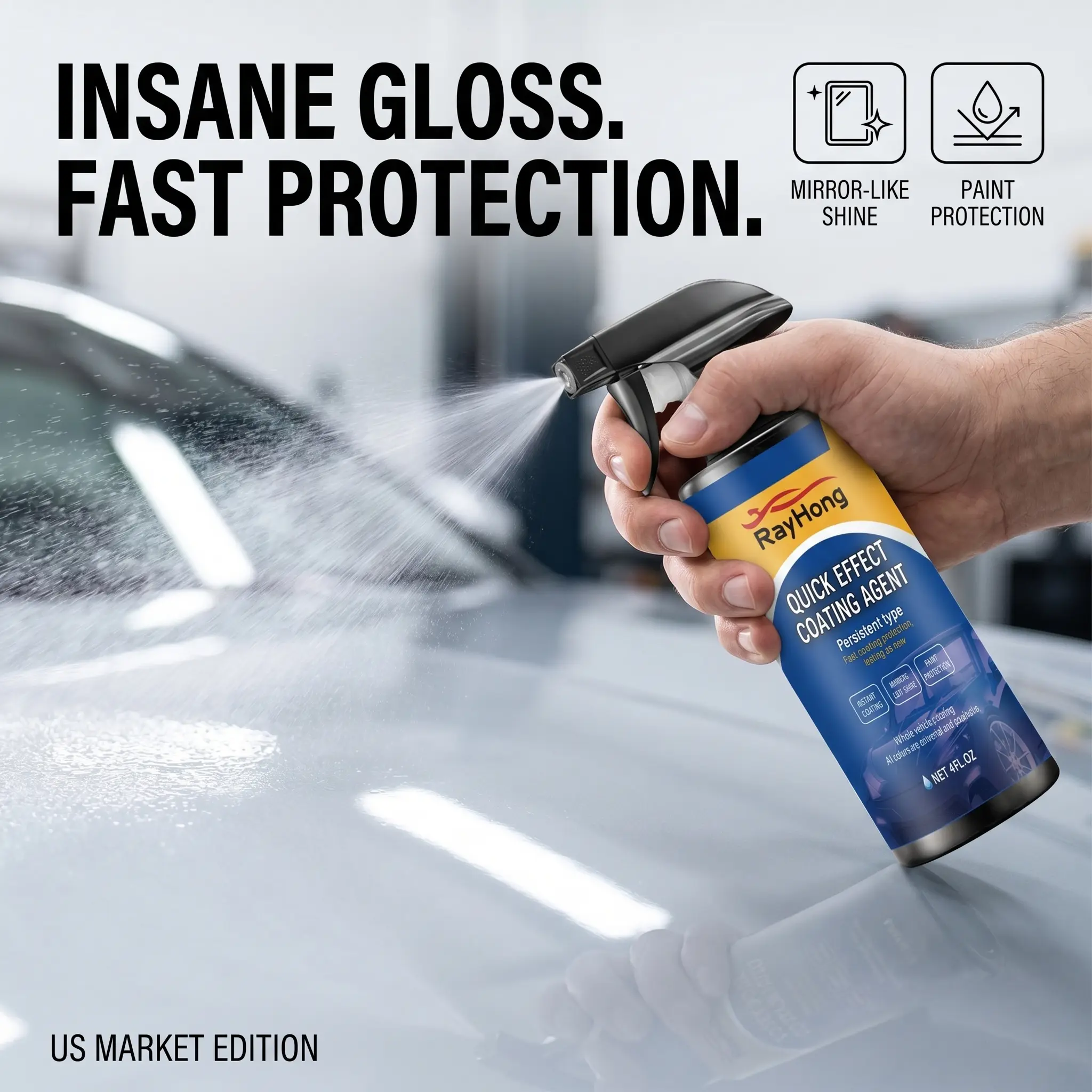 Car Ceramic Nano Spray Wax Sealant - Isopropyl Alcohol-Infused Bottle, Wipe-On Paint Care Surface Cleaner, Stain Removal Spray, Gloss Boost Solution, Car Wax Ceramic Coating