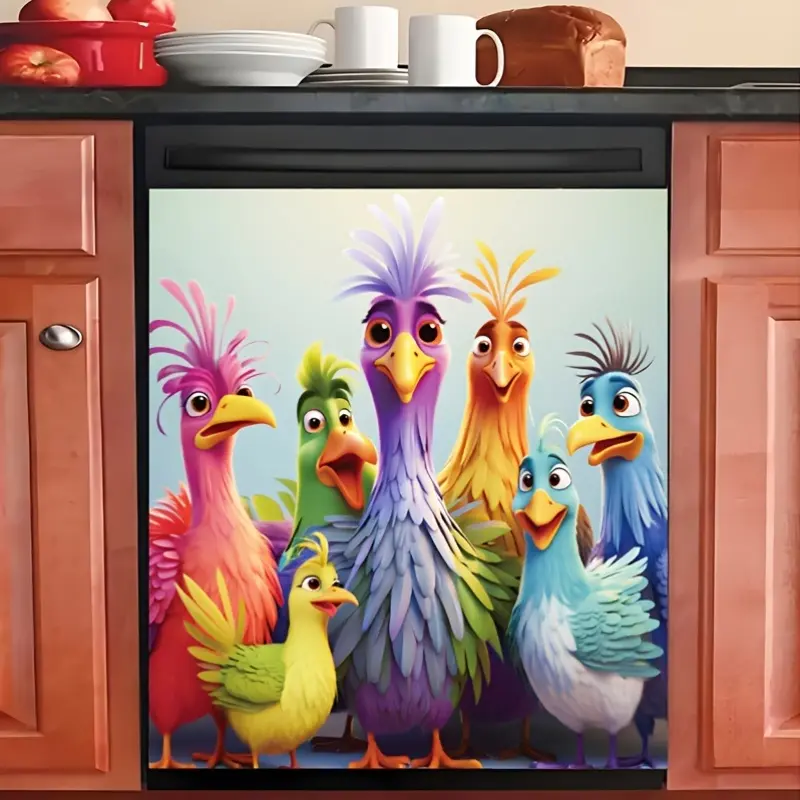 1pc of Colorful Chicken Shaped Magnetic Dishwasher And Refrigerator Sticker, Thanksgiving Cartoon Rooster Dishwasher Magnetic Sticker Cover, Easy to Tear, Stain Resistant Rubber Kitchen Magnet, Christmas Gift, Birthday Gift, Gift for Friend