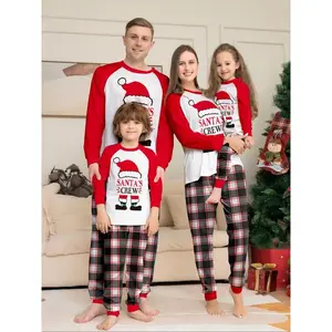 Christmas Family Set Long Sleeve Top & Casual Pants, Soft Holiday Sleepwear, Party & Daily Wear, Fitted Parent-Child, Fall Winter