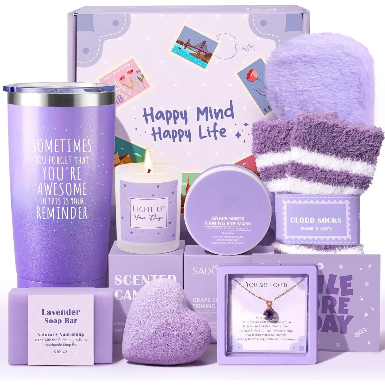 Baskets for Women, 9 count  Happy Birthday Gifts for Women,  Mothers Day Christmas Gifts Get Well Soon Basket Appreciation Ideas Box w/Tumbler Her Mom Sister  Friendship Teacher
