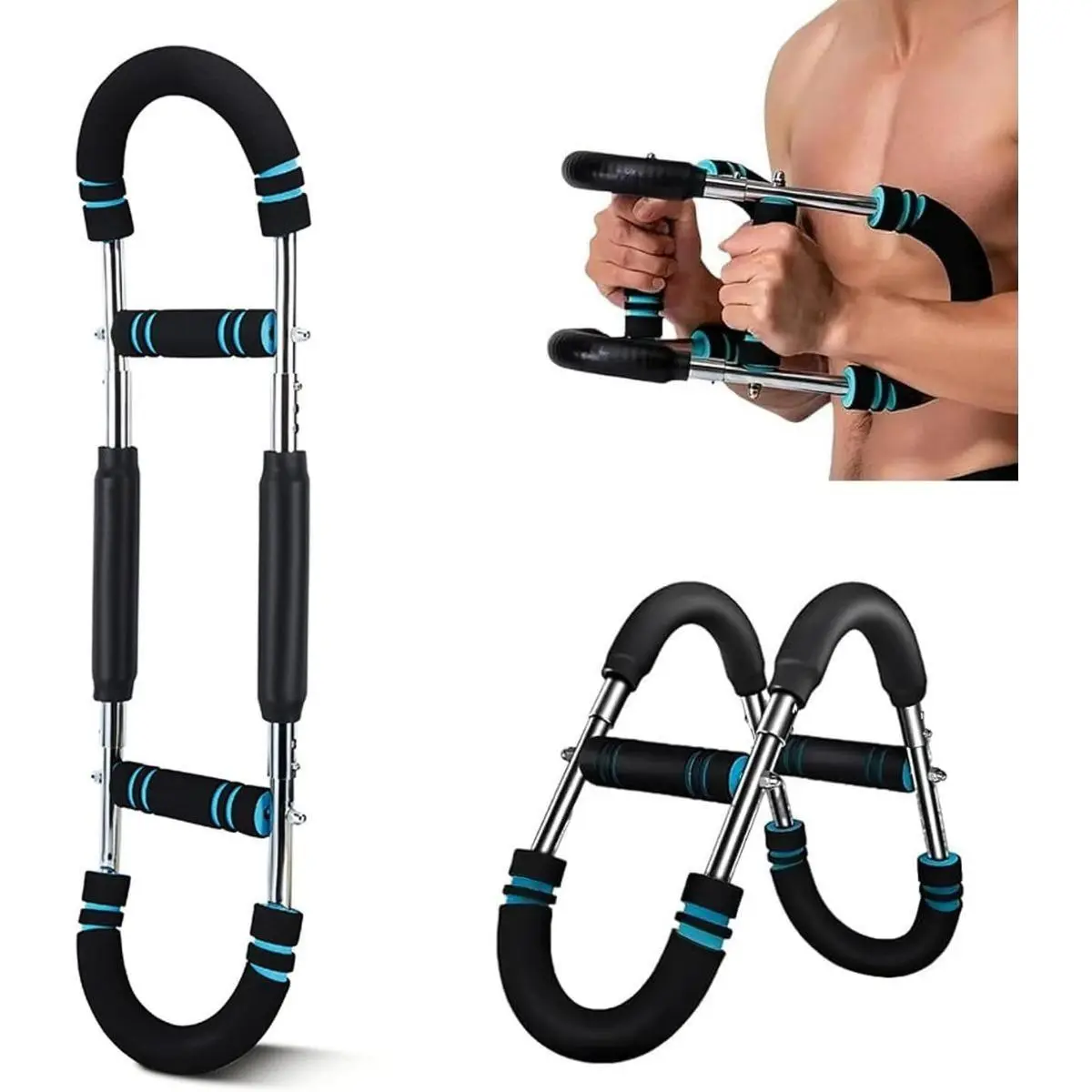 Adjustable Resistance Bar Arm Trainer - Strength Training Equipment with 60-120 Lbs Spring-Loaded Steel, Adjustable Force, Detachable Design, Easy to Store & Carry, Full-Body Strength Training for Home & Office Workouts