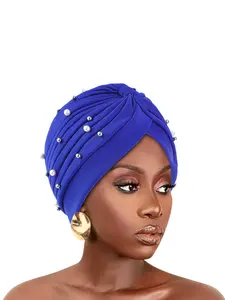 1pcs Starry Pearl Indian Hat for Women, Elegant Headscarf Cap, Chemotherapy Hat, Stylish Accessory for Special Occasions, Turban Wrap