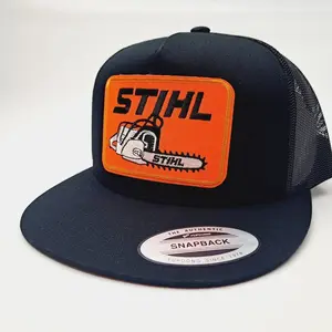 Stihl Embroidered Patch Flat Bill Trucker Mesh Snapback Hat Cap and Adjustable Fit for Men and Women