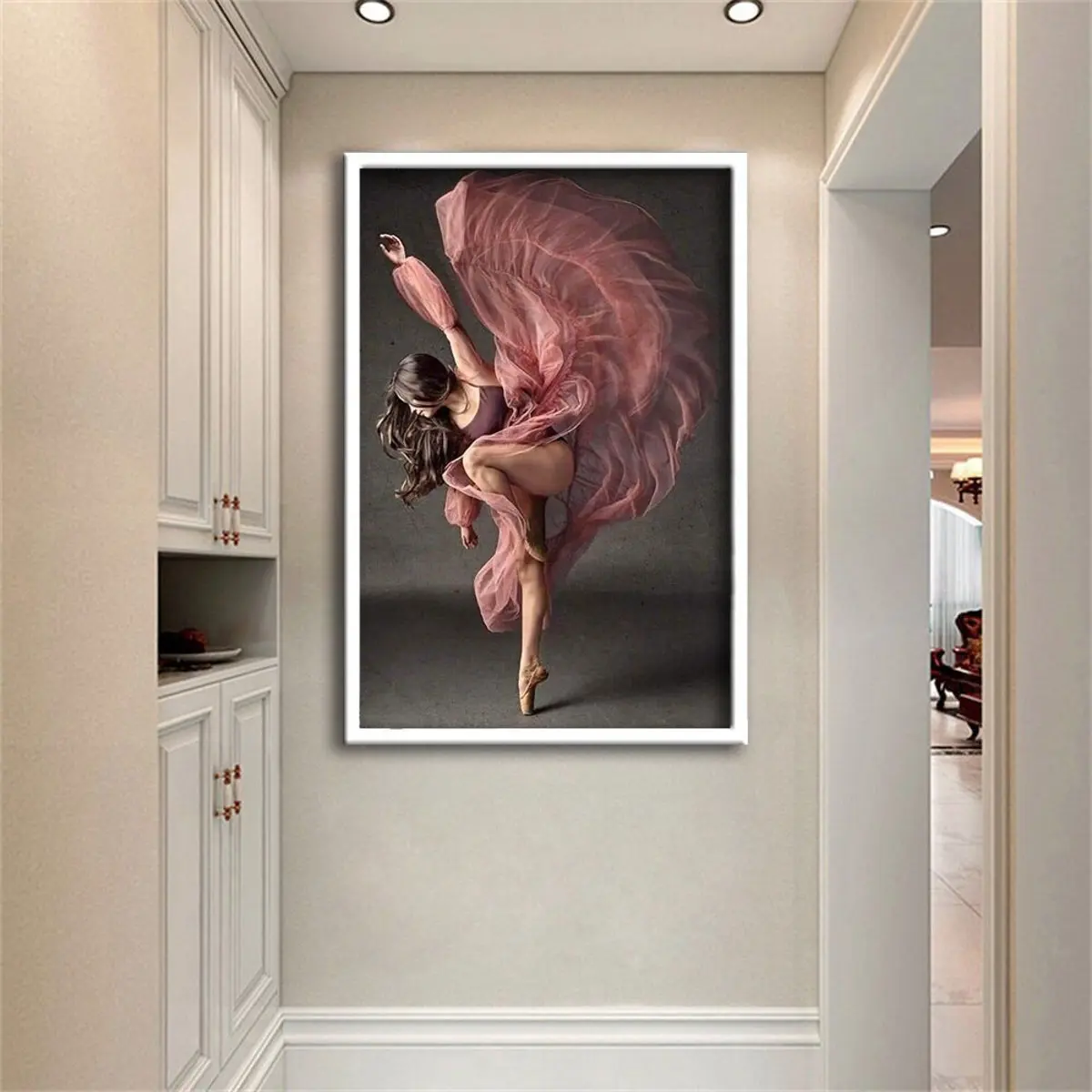 Room Decor, Ballerina Poster Wall Decor, Modern Art Wall Decor, Wall Art Poster, Ready to Hang Poster Printing, Ballerina in Pink Dress Poster Print