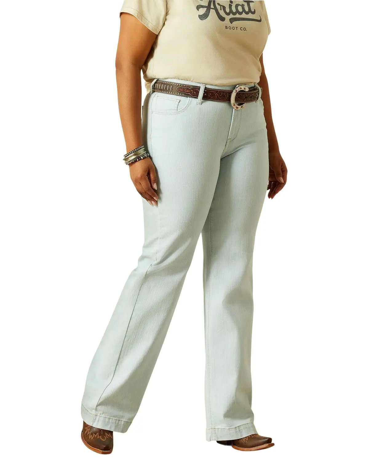 Ariat Women's Women'S Jordyn Light Wash Perfect Rise Trouser Stretch Denim - 10058916-Plus