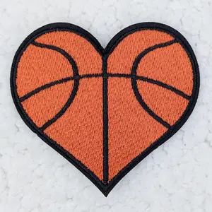 Basketball Heart Embroidered HAT/POCKET Patch
