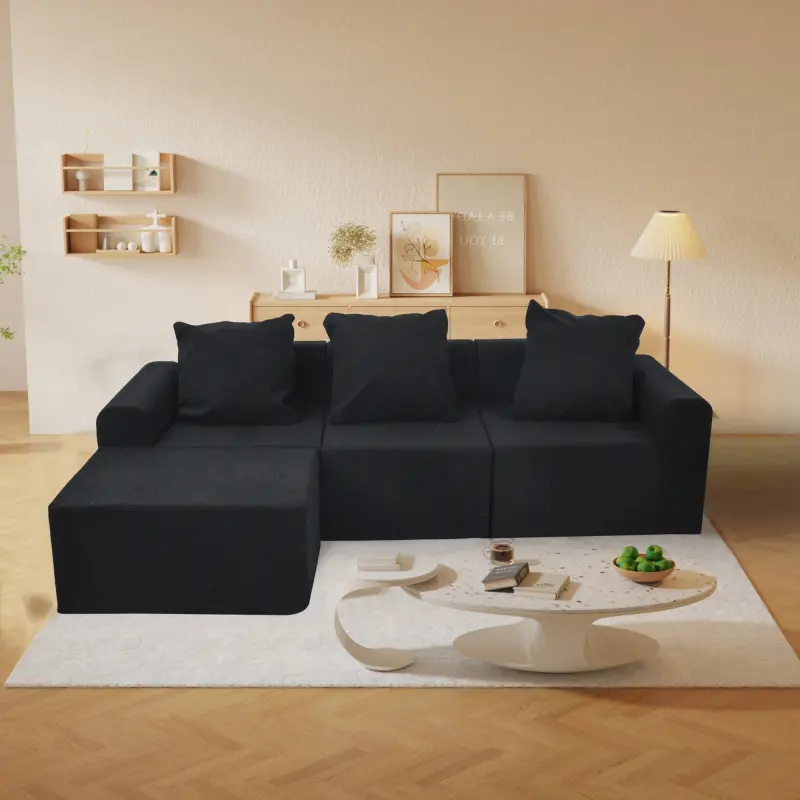 [AURA] Convertible Modular Sectional Sofa Set Popular Microfiber Fabric Compression Sofa cozy furniture
