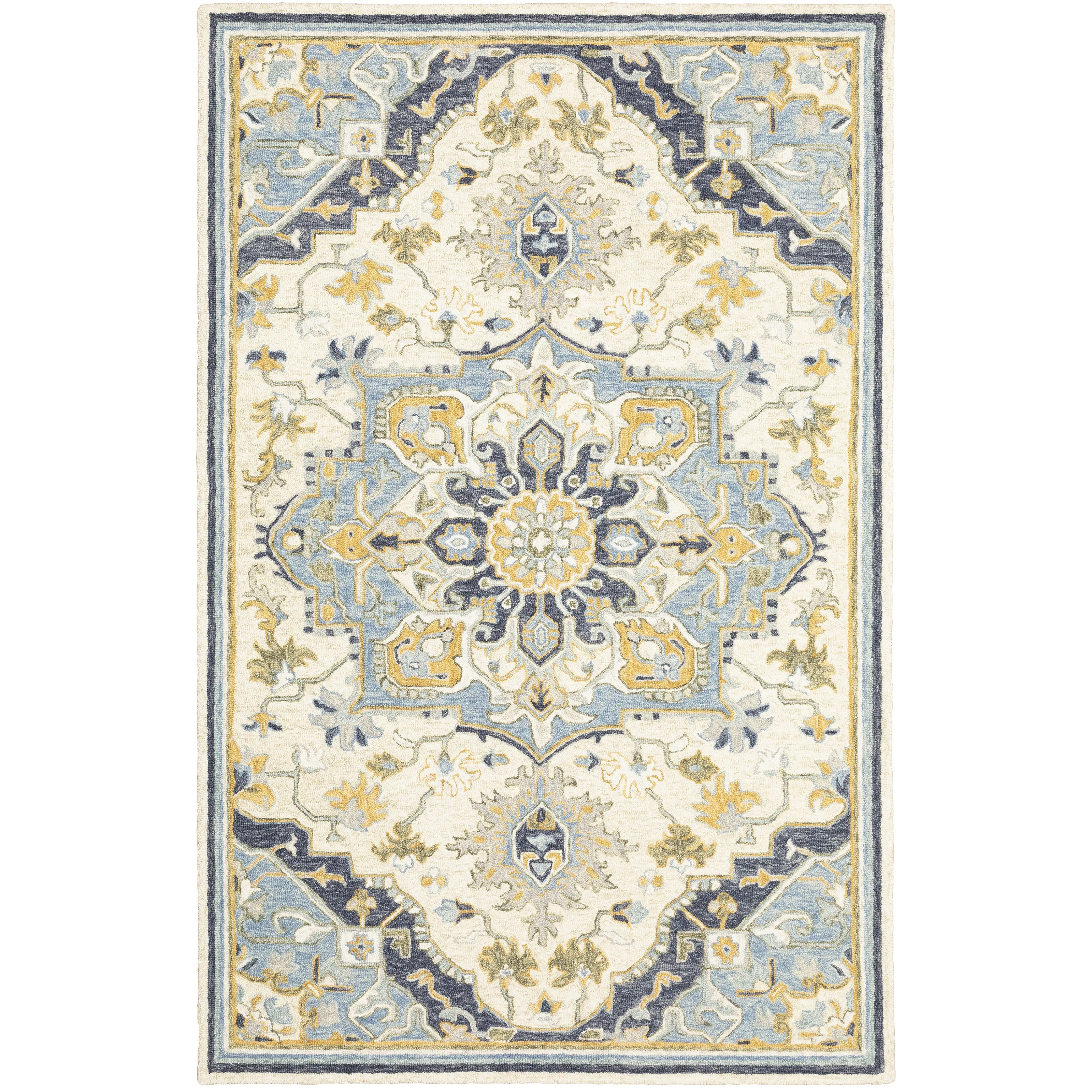 Oriental Weavers Alfresco 28402 Blue Ivory Traditional Hand-tufted Rugs